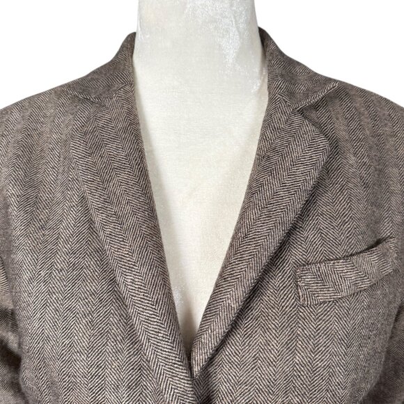 Alara herringbone long sleeve collared button down wool blazer jacket size 4 - Picture 5 of 10